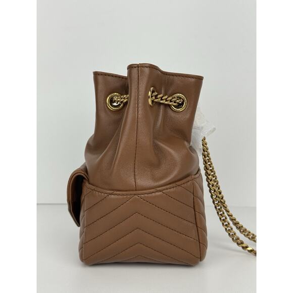 Saint Laurent Joe Nano Bucket Bag Brown Matelassé Leather with Gold Hardware C-6 - Picture 3 of 16